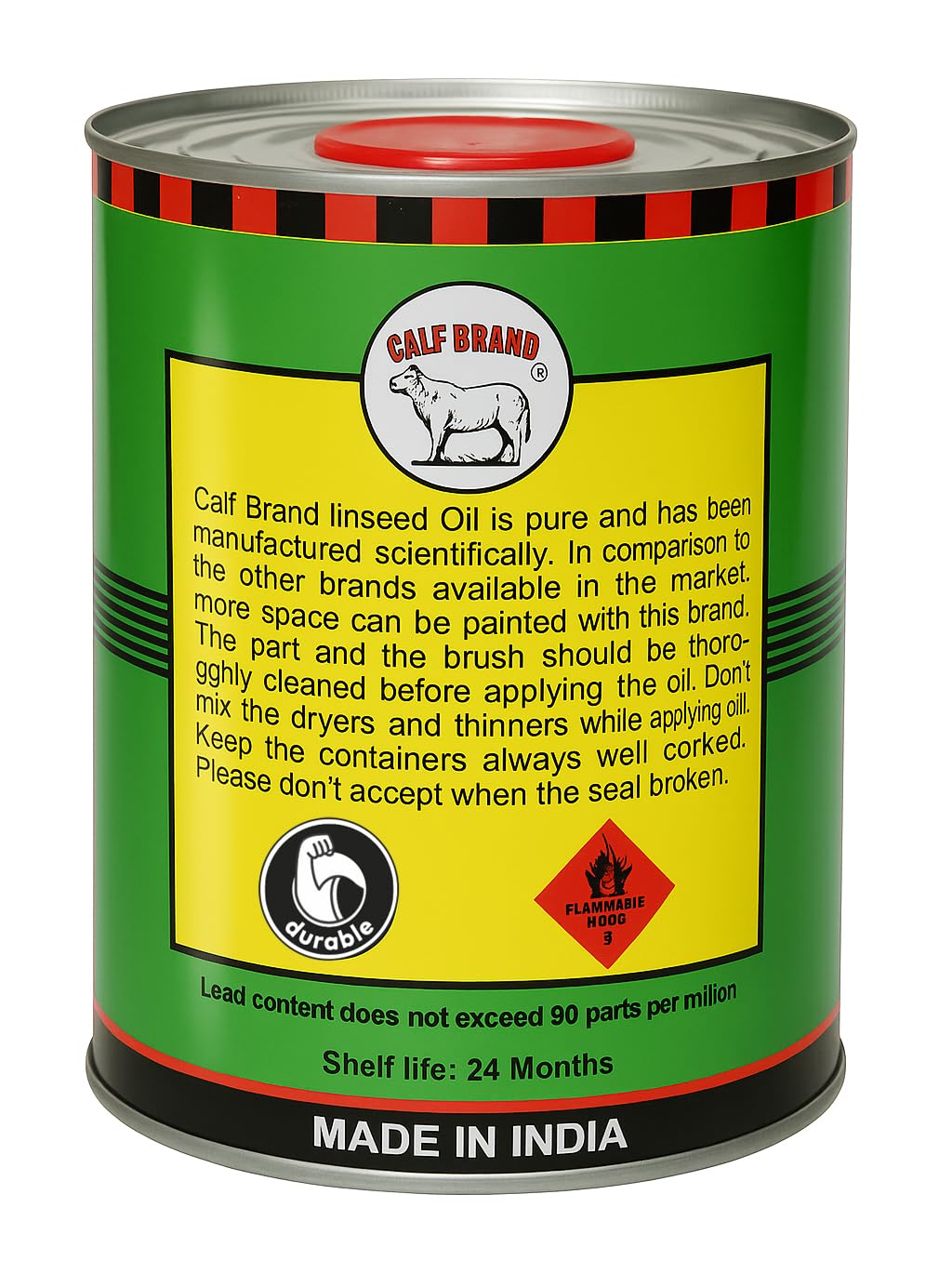 Calf Brand Double Boiled Linseed Oil - Used for Wood Finishing & Restoration, Sports Equipment, Wall Base Coat & Putty, Tools & Hardware - Natural Wood Varnish (1000ml) 1