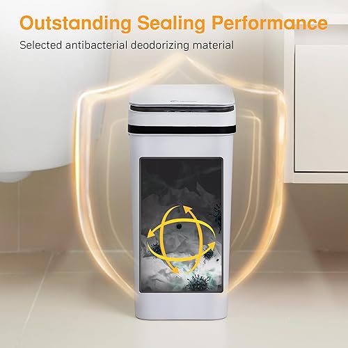 Miniatura 3 de LJIACLEA Paquete de 2 basureros de baño sin contacto para colgar en la cocina, 2.6 galones, con sensor de movimiento automático, cubo de basura