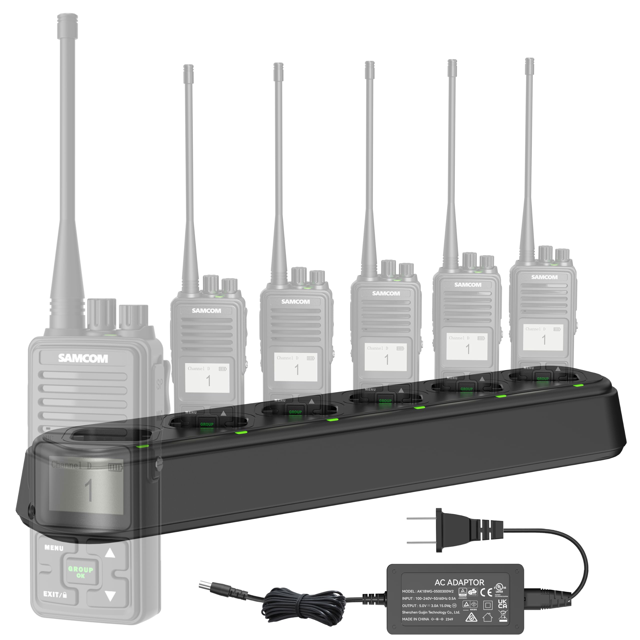 SAMCOM FPCN10A Walkie Talkie Six-Way Multi Unti Gang Charger Station