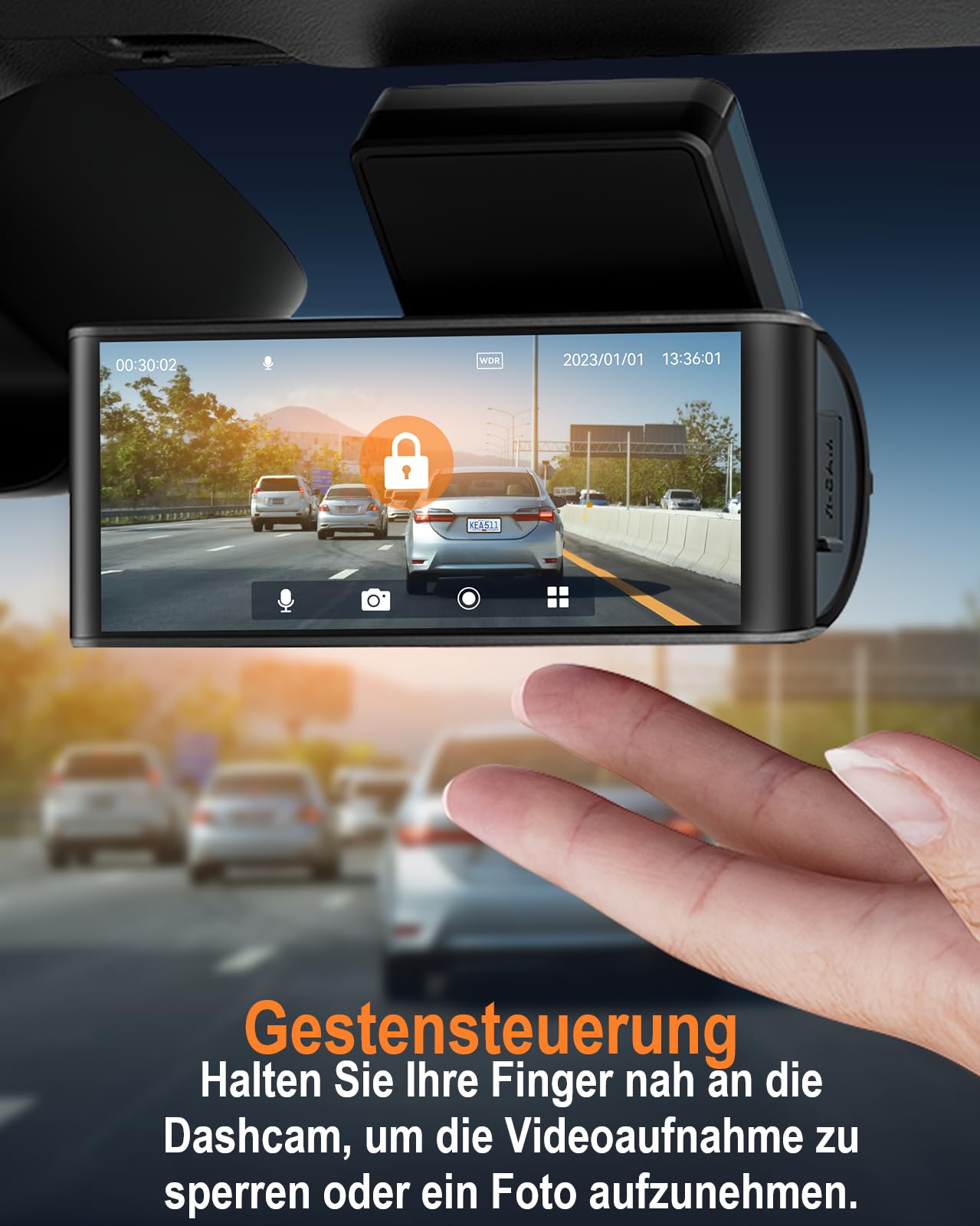 LAMTTO Dashcam Auto Vorne Hinten 4K+1080P, WiFi Dash Cam mit 64GB SD Karte, Dual Auto Kamera mit GPS, Nachtsicht, Bewegungserkennung, G-Sensor, 24/7 Parküberwachung, Loop-Aufnahme, APP Steuerung