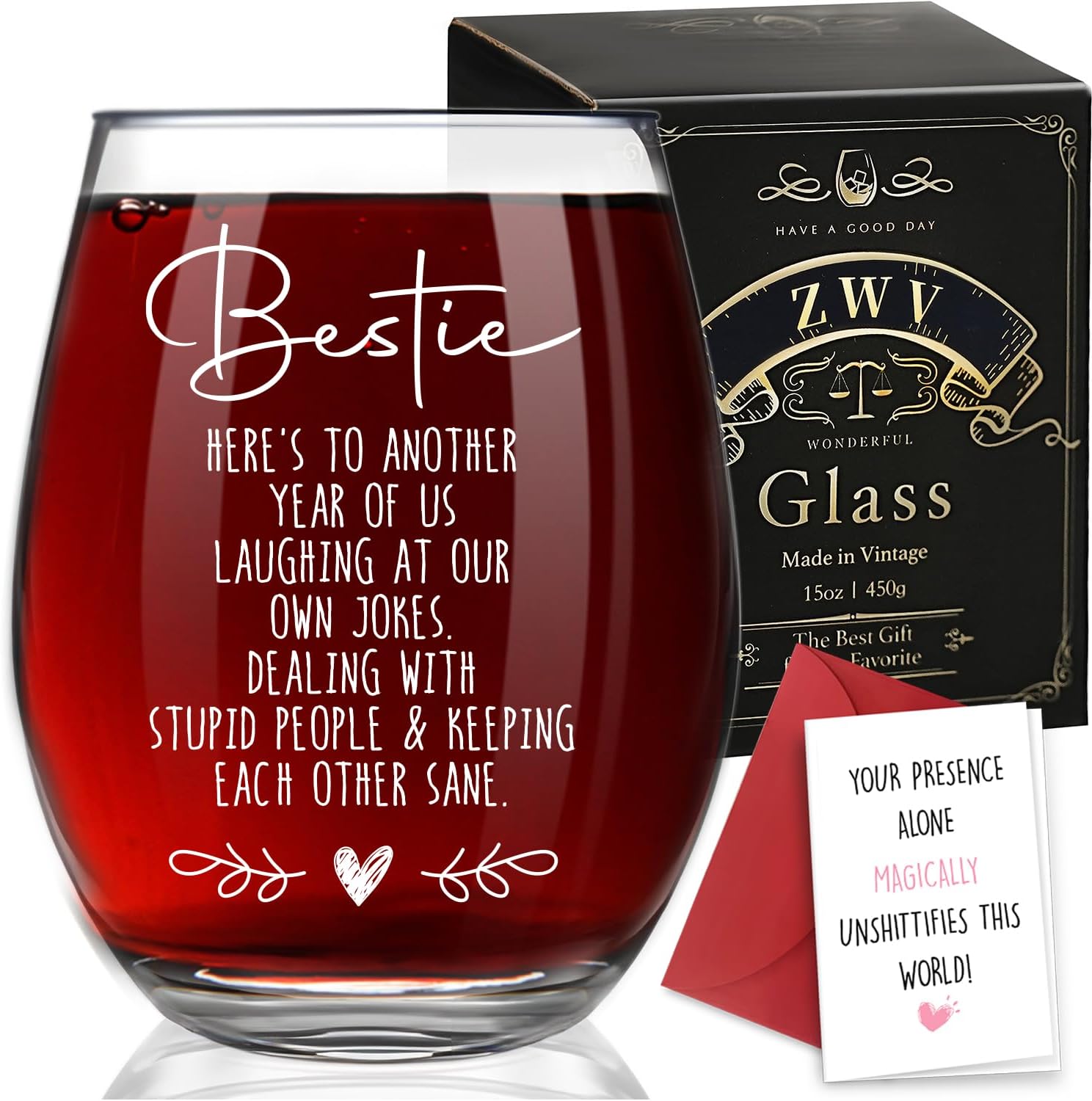 Bestie Wine Glass, Fun Gift for Best Friends and Girlfriends, Unique Gifts - Perfect Birthday and Holiday Gifts for Both Men and Women-z46 ﻿