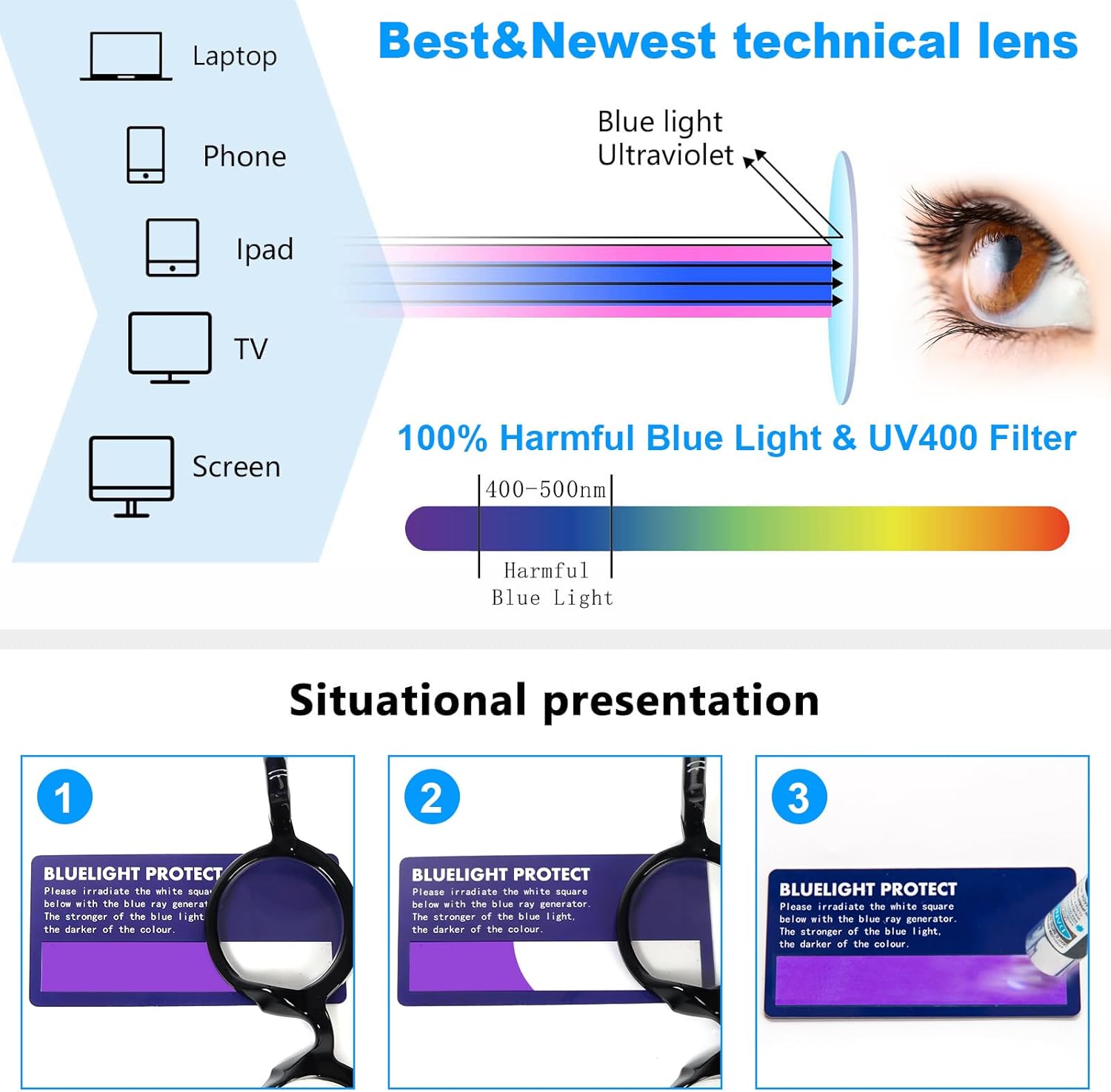 DXYXYO 3 Pack Round Reading Glasses for Women and Men, Stylish Spring Hinge Readers Blue Light Blocking - Image 5