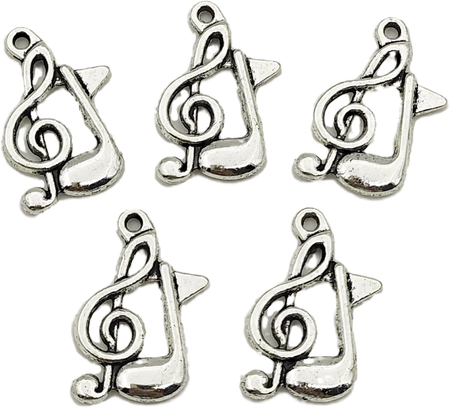 50pcs Antique Silver Musical Note Charms Pendants for DIY Craft Jewelry Making Findings Supplies 20 x 12mm