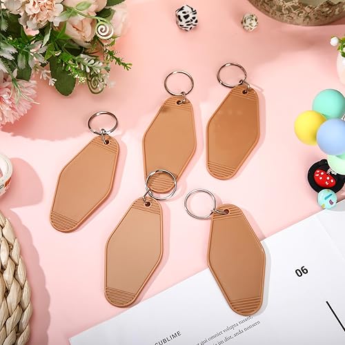 Miniatura 4 de Pinkunn 50 piezas de llavero de motel en blanco sublimación vintage llavero de hotel en blanco a granel para manualidades DIY ornamento