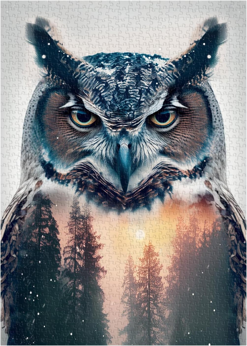 Owl Puzzles for Adults 1000 Pieces, Difficult Bird Challenging Jigsaw Puzzles, Jungle Animal Nature Puzzles as Bird Decor