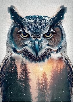 Owl Puzzles for Adults 1000 Pieces, Difficult Bird Challenging Jigsaw Puzzles, Jungle Animal Nature Puzzles as Bird Decor