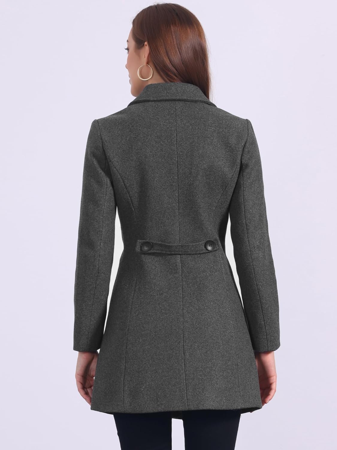 Allegra K Women's Pea Coat Single Breasted Long Sleeve Warm Casual Overcoat with Pockets Winter Outwear - Image 4