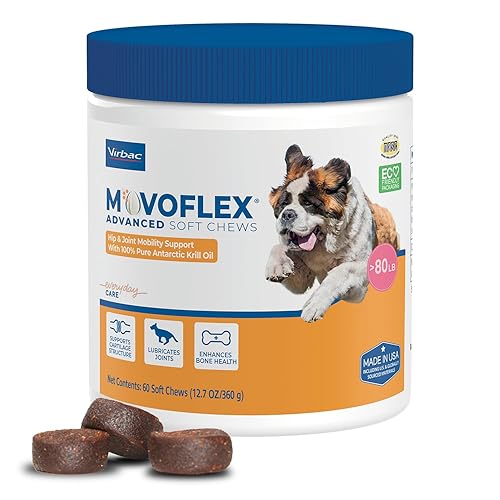 MOVOFLEX Advanced Soft Chews Hip Joint Support Supplement for Large Dogs 60 Count by Virbac - Advanced - Large - 1 Pack (60 count)
