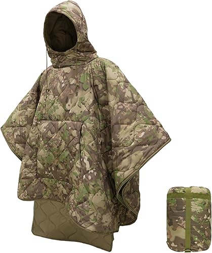 Vista 152 de LOOGU Manta de camuflaje con aislamiento impermeable para acampar al aire libre, senderismo, caza, supervivencia, mochilero, picnic Alpha Green