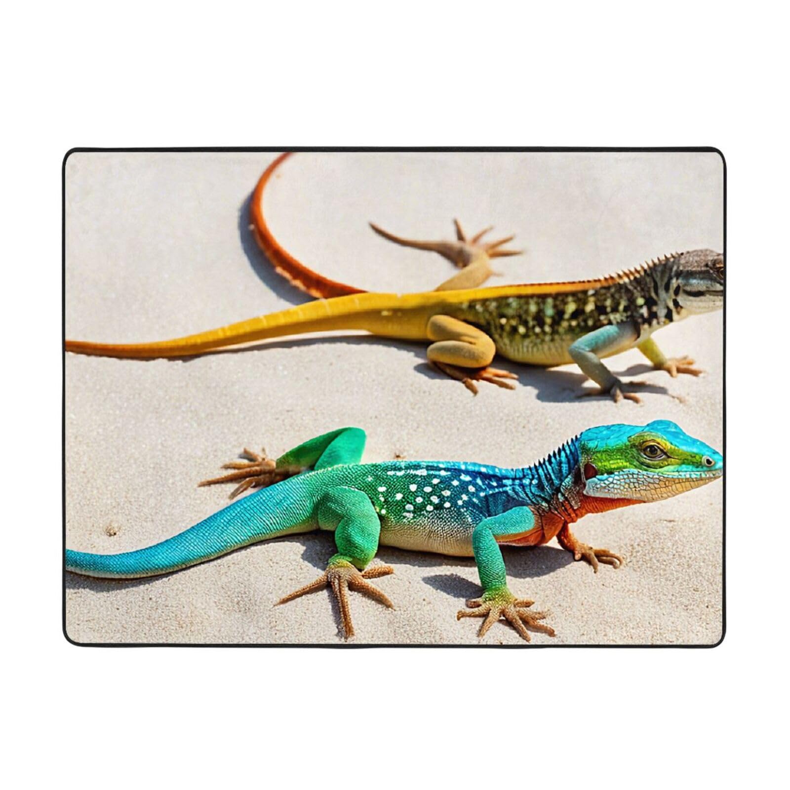 Tapis de salon Geckos moelleux pour une salle à manger chaleureuse de 160 x 121 cm