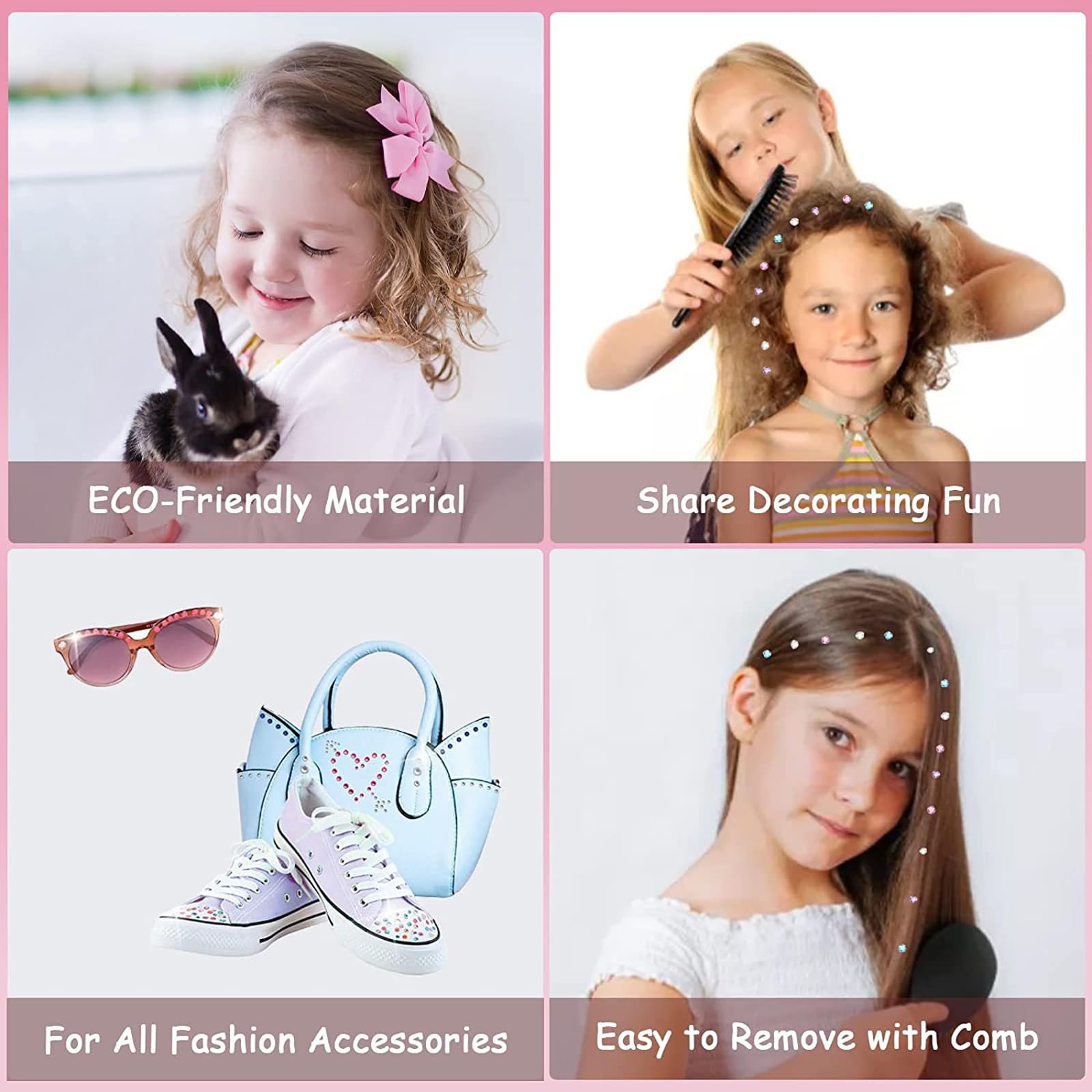 JSTHHTT Brillantini Per Capelli, Hair Bedazzler Kit Con 180 Diamanti E Extension Capelli, Applicatore Strass Diamante Gioielli Macchina Strumento Per Lo Styling Glam Per Ragazze E Bambini