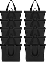 Vista 1 de Sanwuta 10 bolsas de lona negra a granel con asas de cremallera de 16.5 x 3.9 x 13 pulgadas, bolsa de lona de algodón en blanco, reutilizable