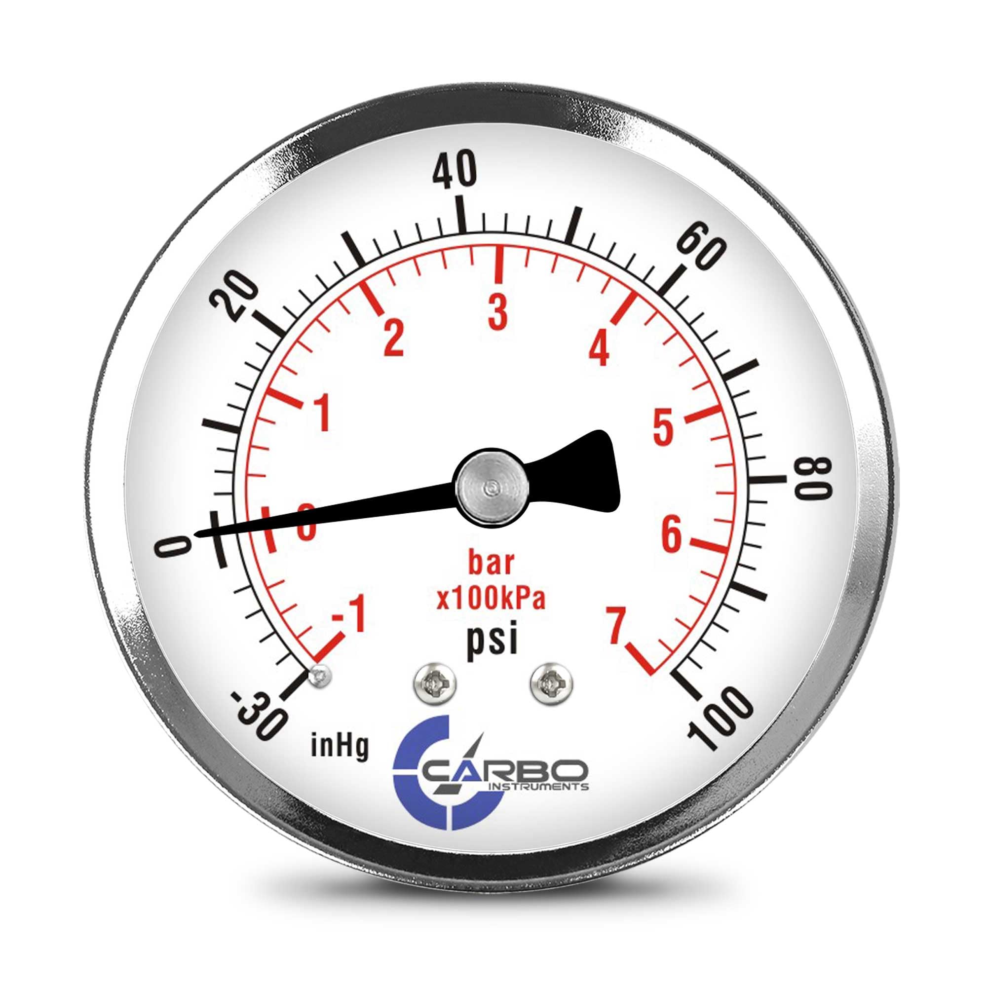 CARBO Instruments 2-1/2" Pressure Gauge, Chrome Plated Steel Case, Dry, Compound Vacuum -30 Hg - 0-100 psi Back Mount 1/4" NPT-image-17
