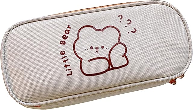 nvIEFE Cute Pencil Case Big Capacity Pen Bag Kawaii Stationery Pencil Cases for Student Teens Girls Secondary school College Office Organizer (Bear A)