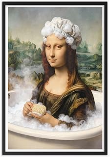 Whimsical Aesthetic Wall Prints – Funny Bathroom Playful Mona Lisa Bathi...