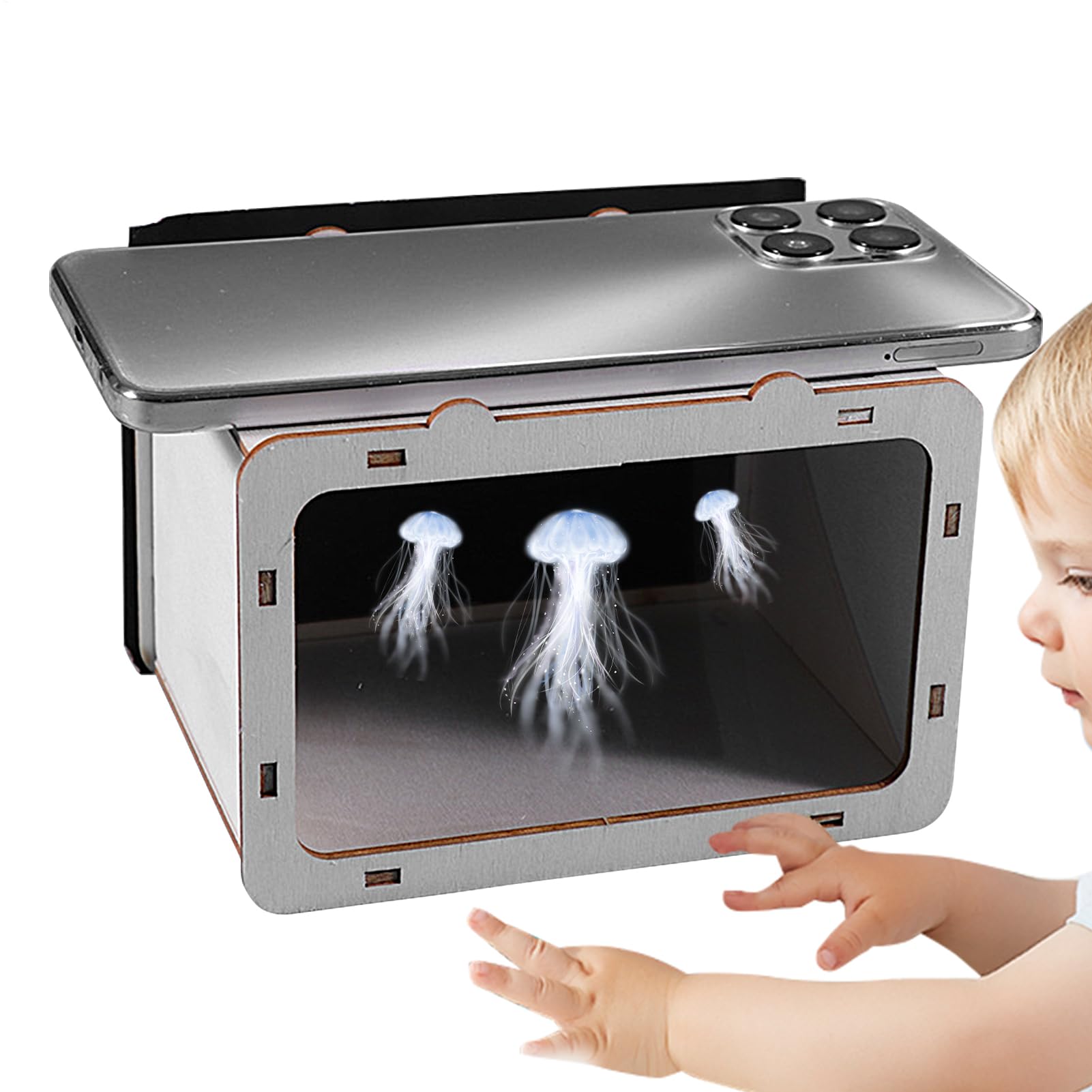 Display olografico fluttuante, proiettore per telefono home cinema, proiettore tridimensionale per smartphone con pannello riflettente, per display mobile in acrilico trasparente con facile