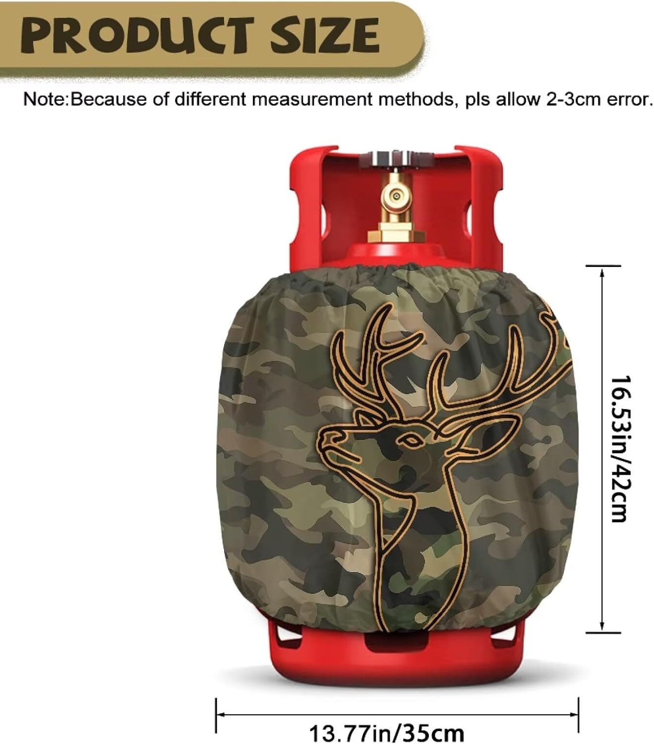 Camper Propane Tank Cover Camo Deer 3D Outdoor 600D Heavy Duty Waterproof Covers Fits Standard 20 lb Cylinder, 13.7'' x 16.5'' for Rv Trailer 2 pcs