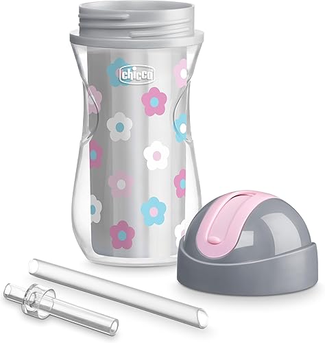 Miniatura 5 de Chicco Vaso con pajilla abatible de 9 onzas, vaso para beber para niños pequeños con popote de silicona suave, sin derrames, fácil de limpiar, sin