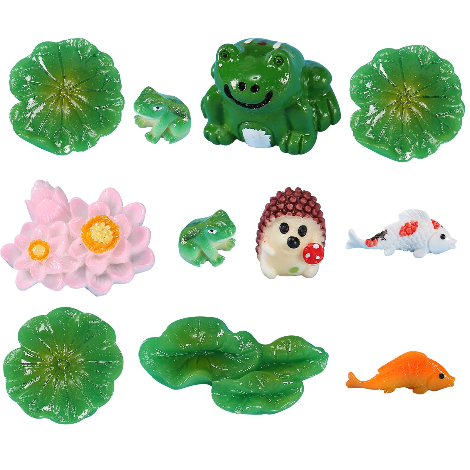 CutitiUU Micro Landscape Ornaments 11 Pcs Miniature pond ornaments Mini Resin Frog Figurines Flower Pots Ornaments DIY Decoration for Micro Landscape Aquarium Decoration Fairy Garden Accessories