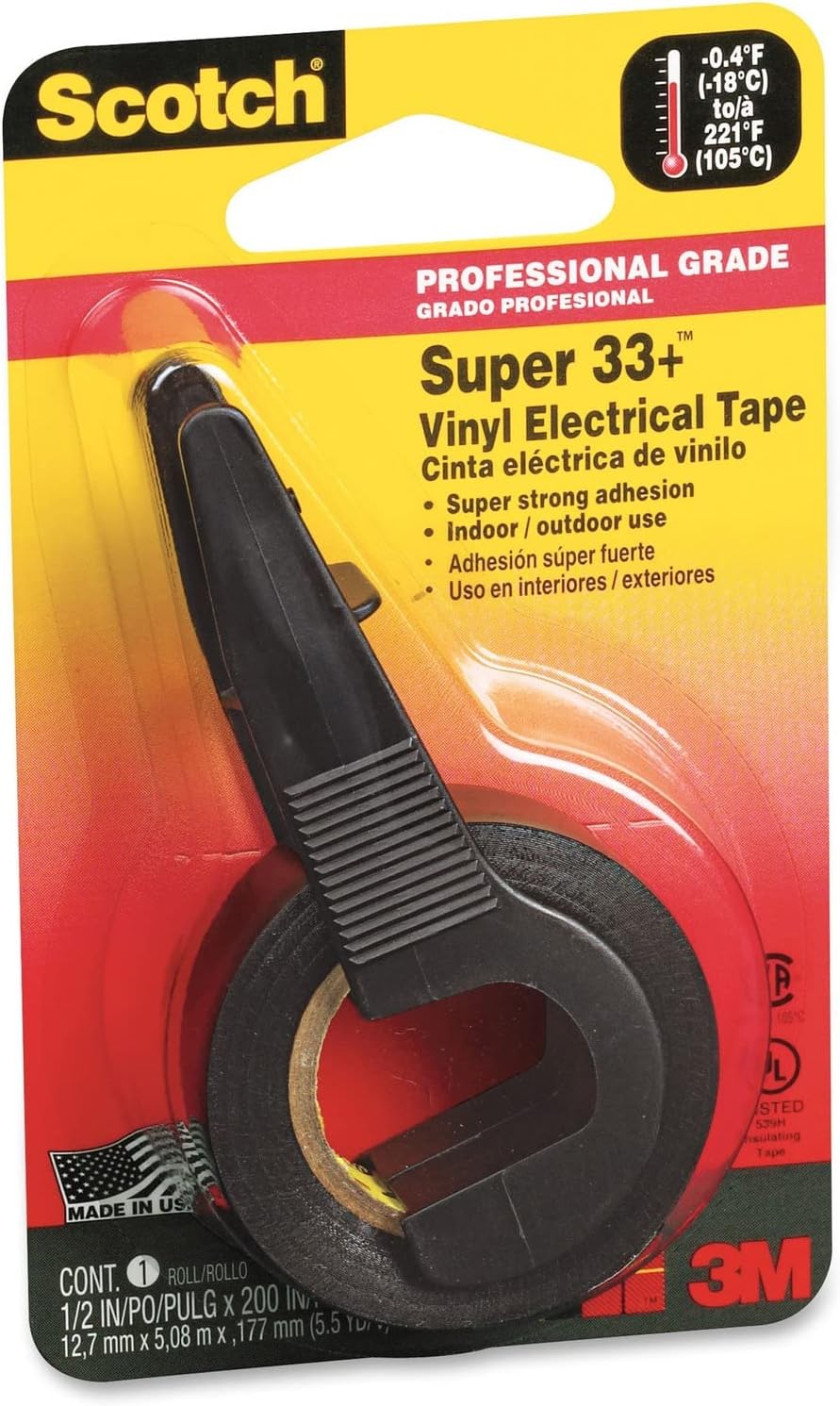 3M 194 Electrical Tape, Plastic, 1/2-Inch x200-Inch, Black
