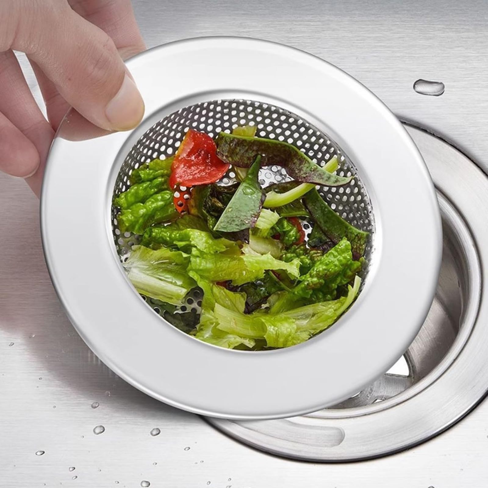 2 filtri lavello inox 4,5 pollici, doppio strato, compatibili con lavelli