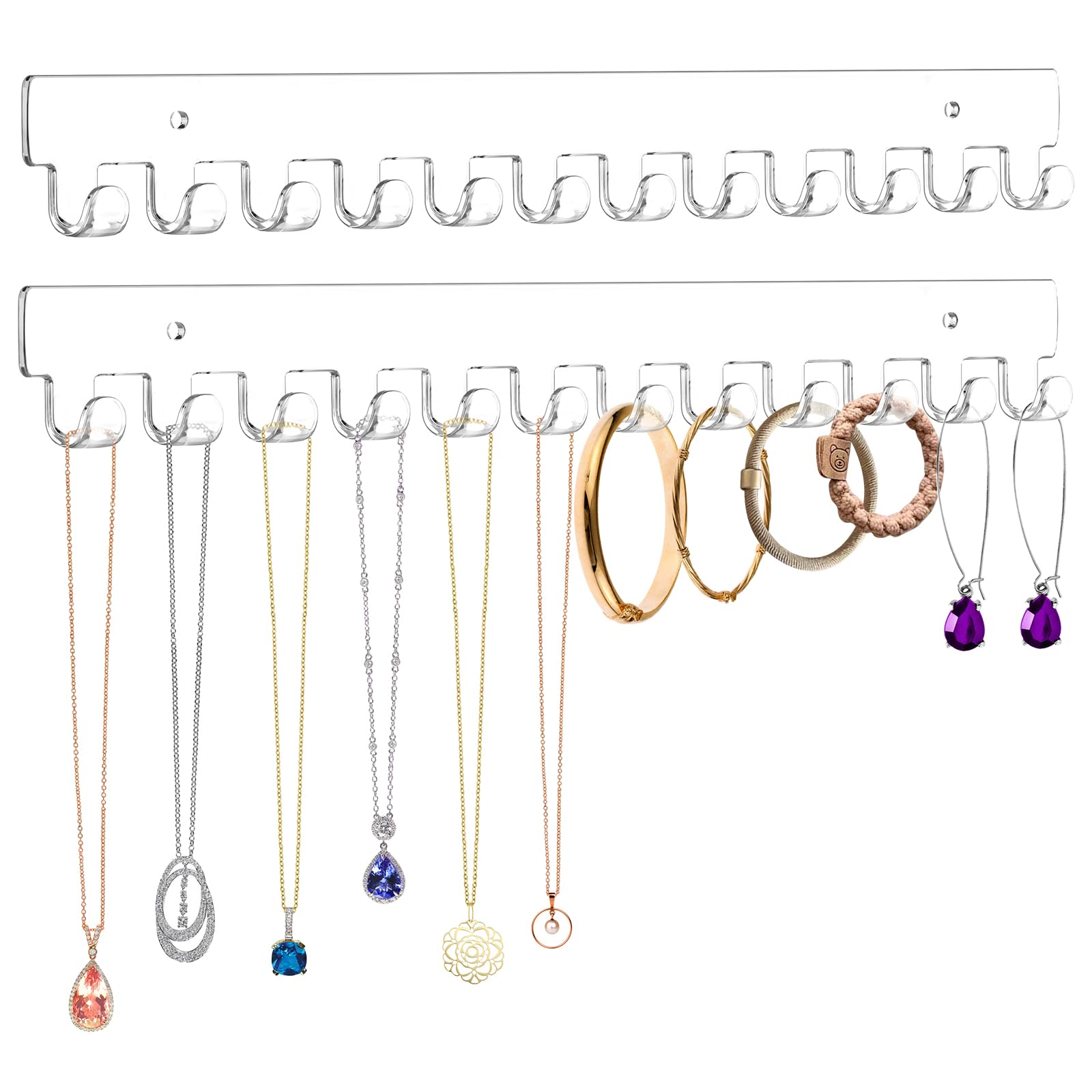 2 x Clear Self Adhesive Wall Hanging Necklace Holder-picture-24