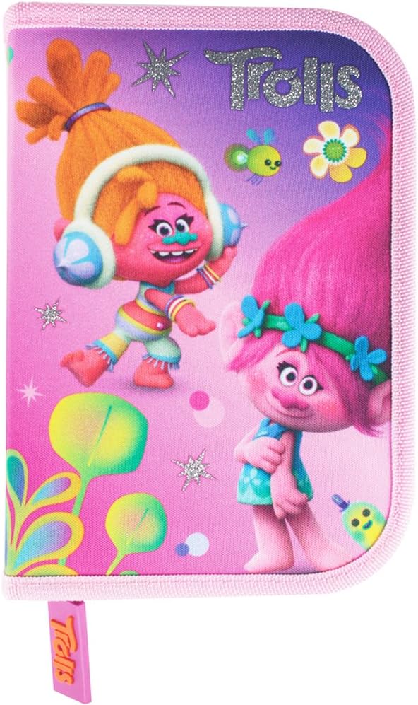 Stylex 51102 Schüleretui mit 27 Teilen Pencil case, Trolls Design, 13,5 x 19,6 x 3,5 cm