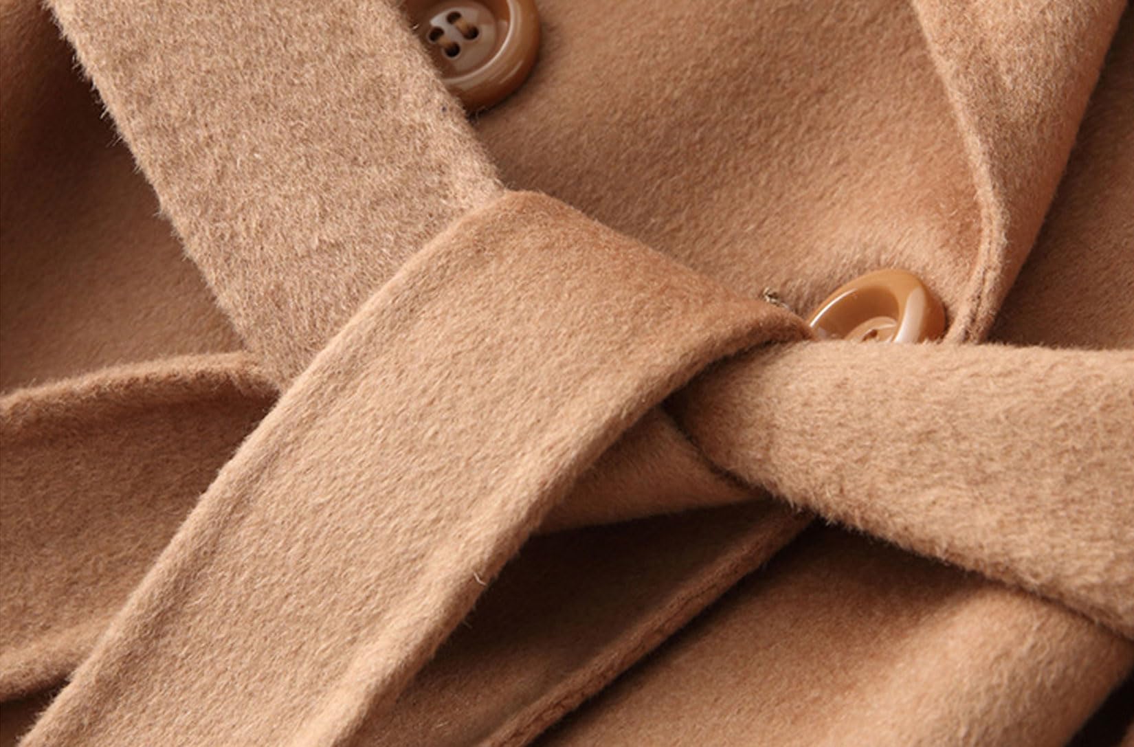 Gabardina de invierno 100% lana ligera color sólido clásico con muescas de solapa abrigo delgado cálido medio largo de lana chaqueta chaqueta chaqueta Outwear con cinturón