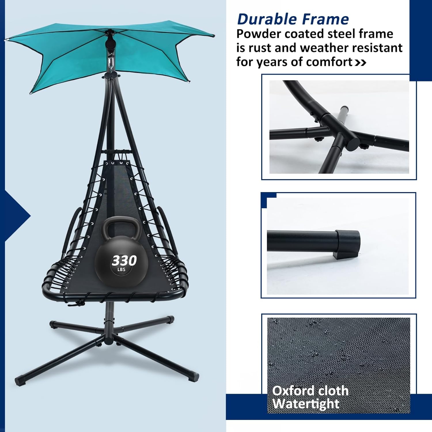 Hanging Chaise Lounger with Removable Canopy, Outdoor Swing Chair with Built-in Pillow, Hanging Curve