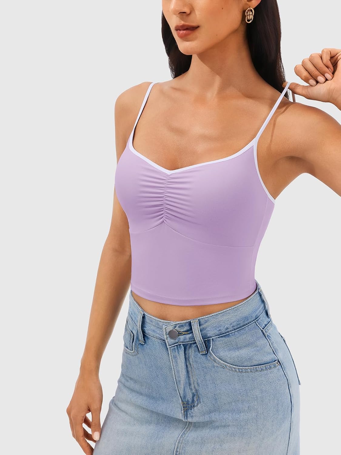 Longline Padded Sports Bra Workout Top for Women, Adjustable Straps Backless Crop Top Push Up Yoga Running Tank Top - Image 3