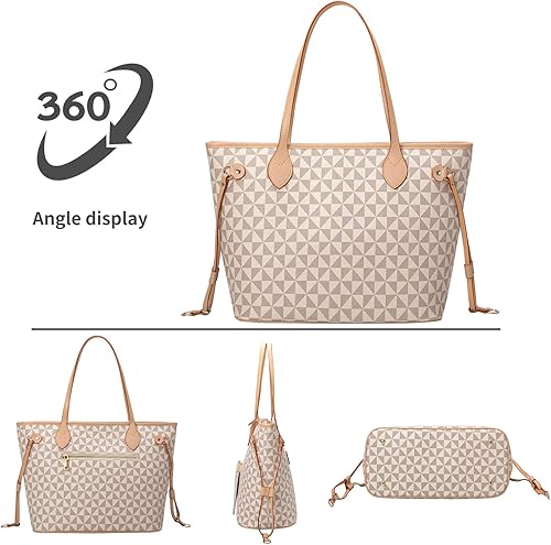 Miniatura 2 de Bolsos de mano para mujer, bolsos de moda de diseñador con asa superior, 2 piezas, con cartera pequeña (blanco)