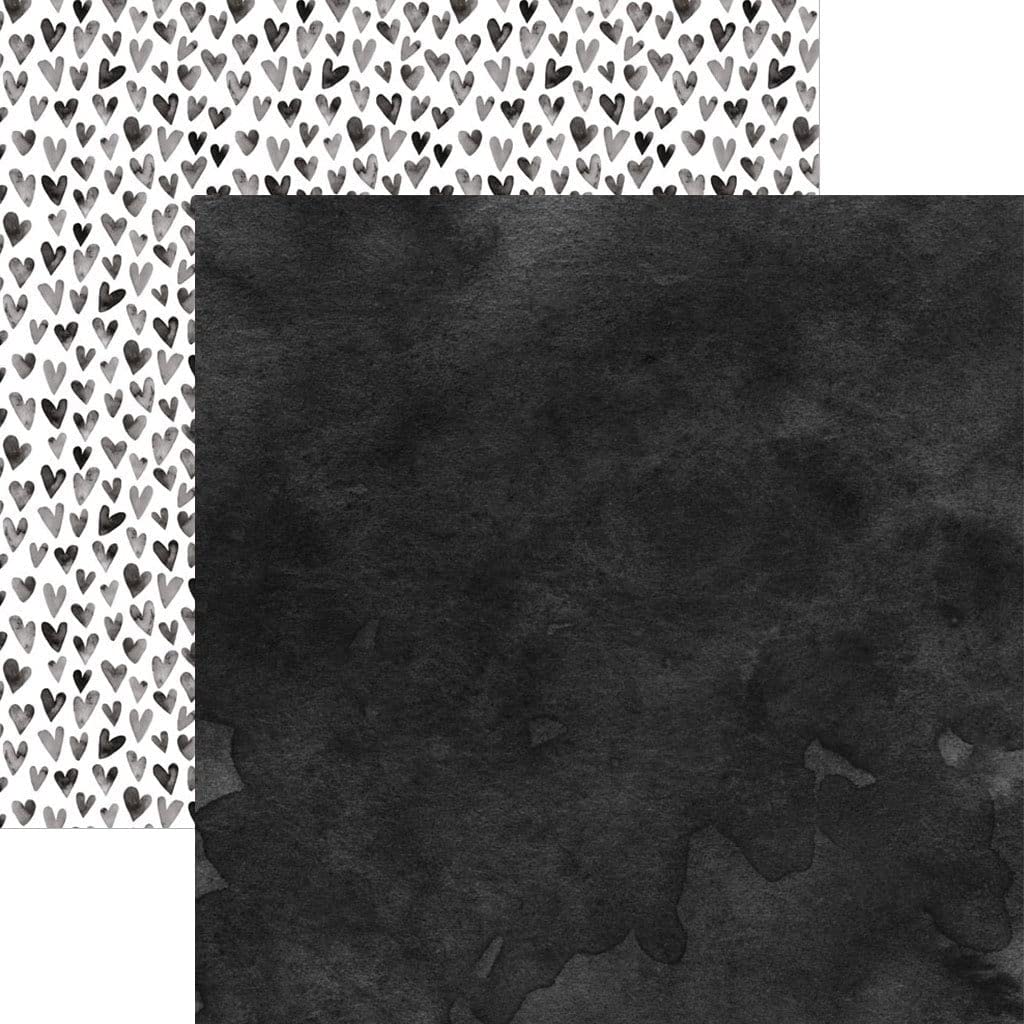Papier scrapbooking cœurs aquarelle noirs pour raconter vos plus belles histoires