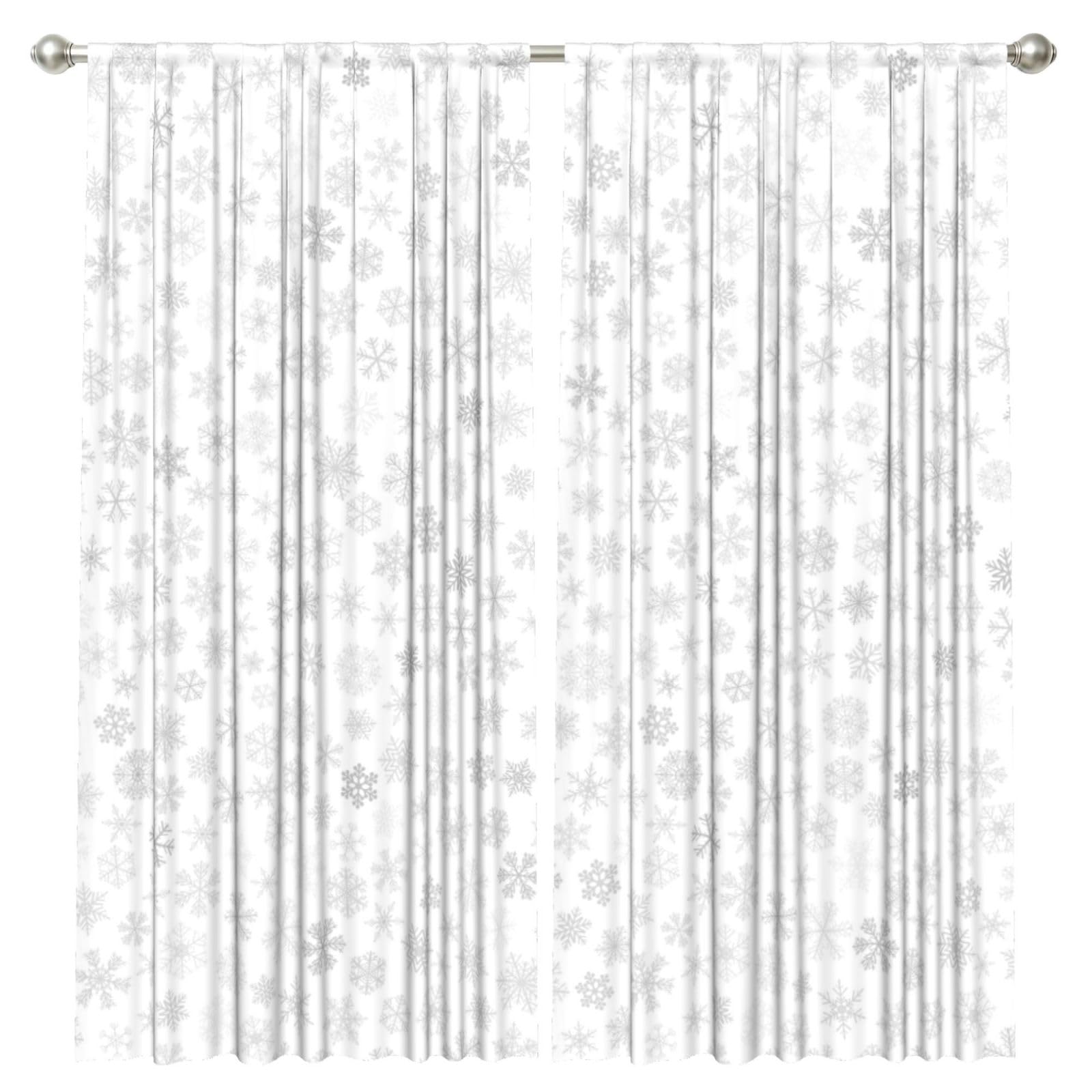 InOmak Christmas Snowflakes Winter Snowflake, 2 Panels Window Curtains 52 x 84 Inch Blackout Curtains for Living Room Bedroom
