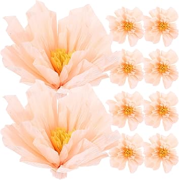 FUOYLOO 10pcs Giant Crepe Paper Flowers for Wedding and Party Decorations DIY Flower Kit Paper for Home Garden Valentine Day