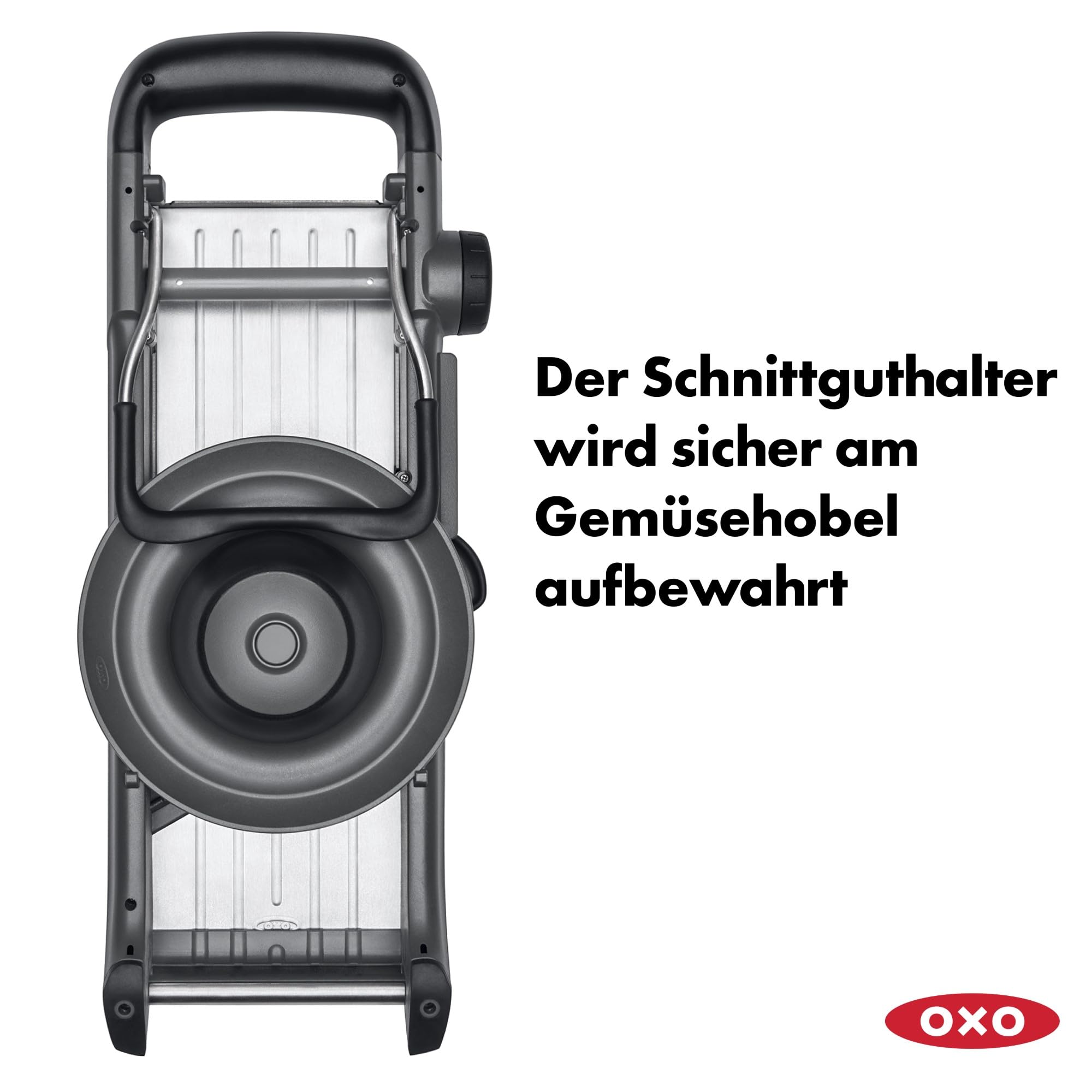 OXO Good Grips Profi Obst- und Gemüsehobel 2 | Die Klingen dieses Küchenhelfers aus gehärtetem, japanischem Edelstahl hobeln einfach, Mit dem weichen