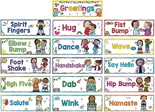 Zwttey 16Pcs Greetings Choice Bulletin Board Set, 3.46x10.5 inch Big Cards, Classroom Decoration Posters, Teacher Teaching Aids