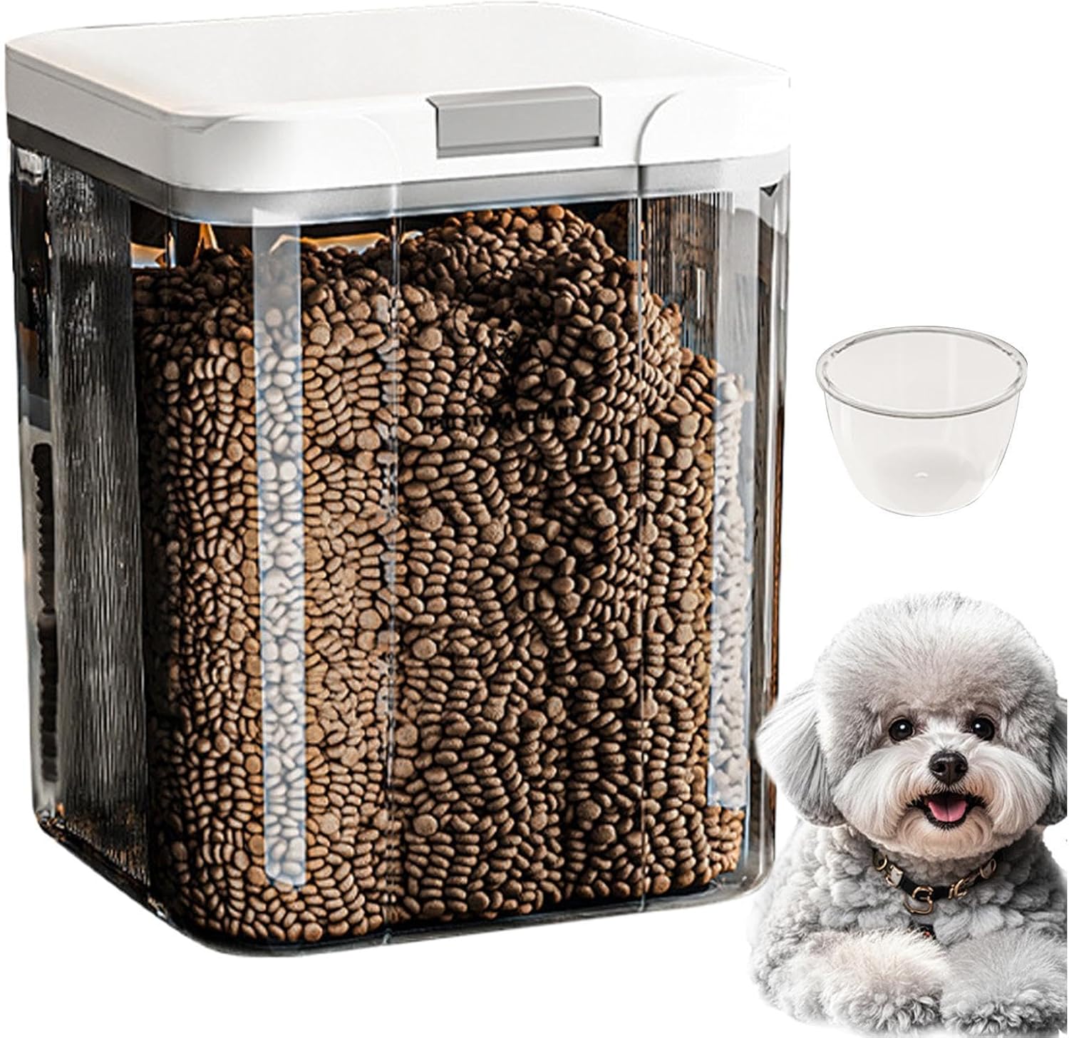 Dog Food Container | 5L Airtight Stackable Clear Leakproof - Cat Food Container Storage Bin - for Animal Treat Snack Cereal Grain Rice Home Kitchen Pantry Cabinet Countertop