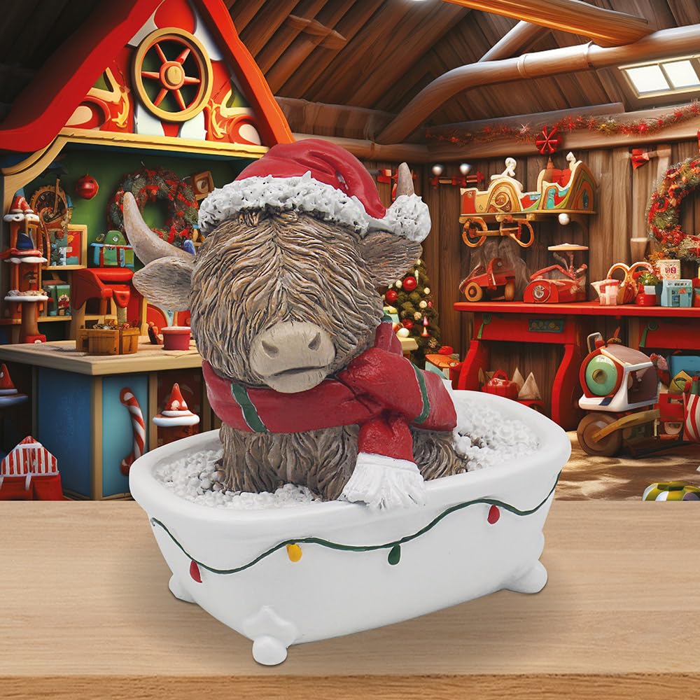 The Leonardo Collection Women's Highland Cow In Bath Figurines & Ornaments For Home & Office | Decorative Home Accessories Statues For Indoor & Outdoor | Lovely Gifts For & Men