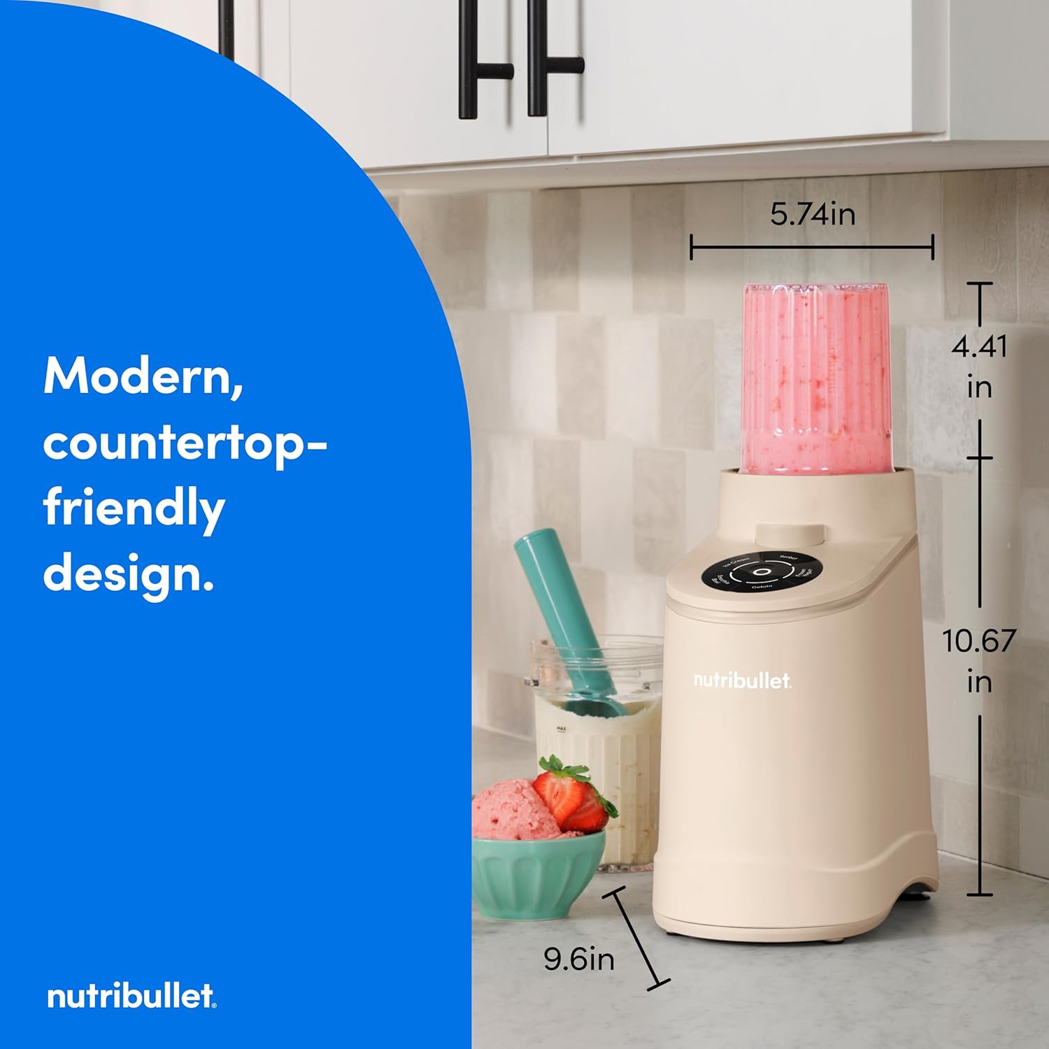 nutribullet Chill Ice Cream Maker NBD50100LB, Latte Beige, 500W