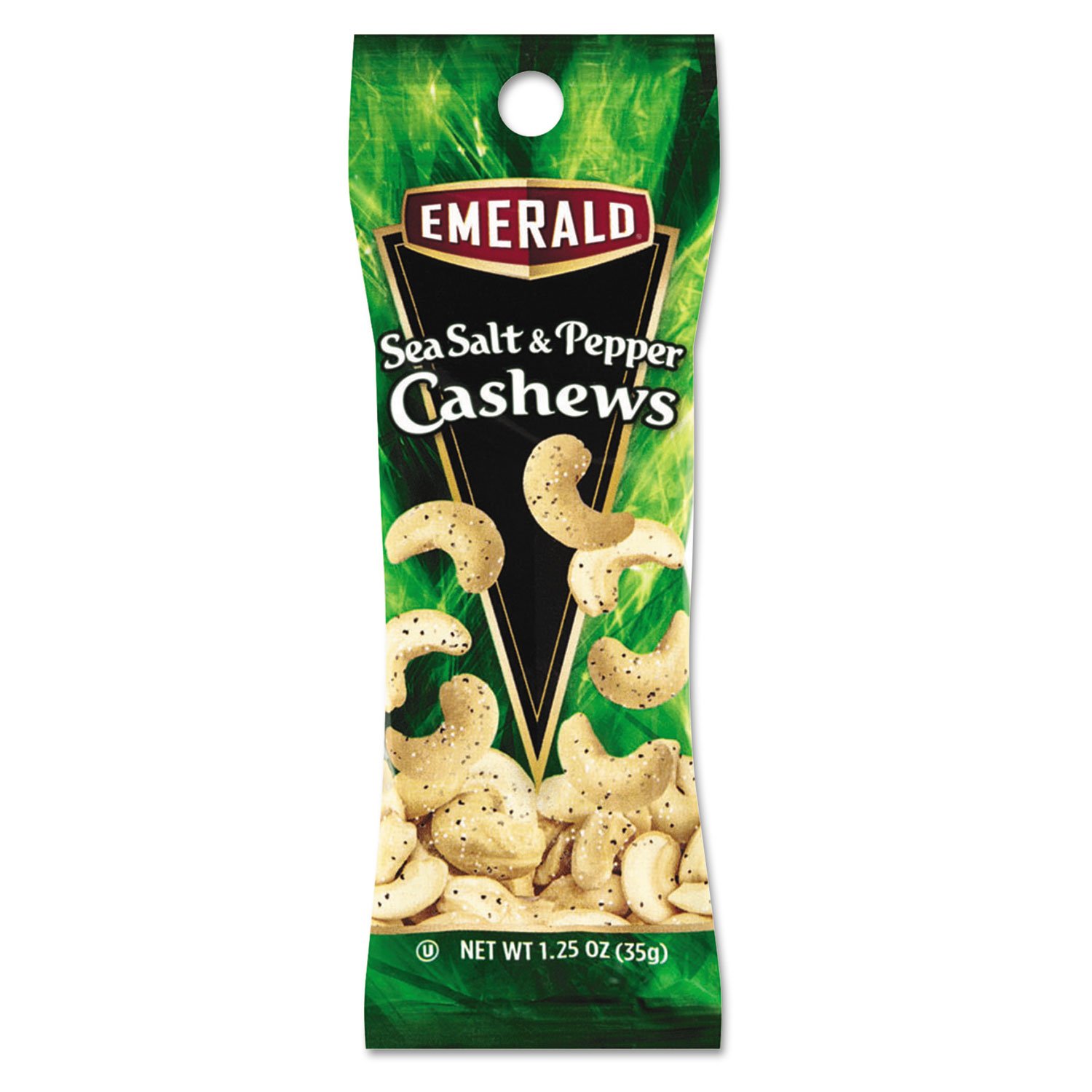 Emerald 93817 Sea Salt and Pepper Cashews, 1.25 oz. Tube Package, 12/Box