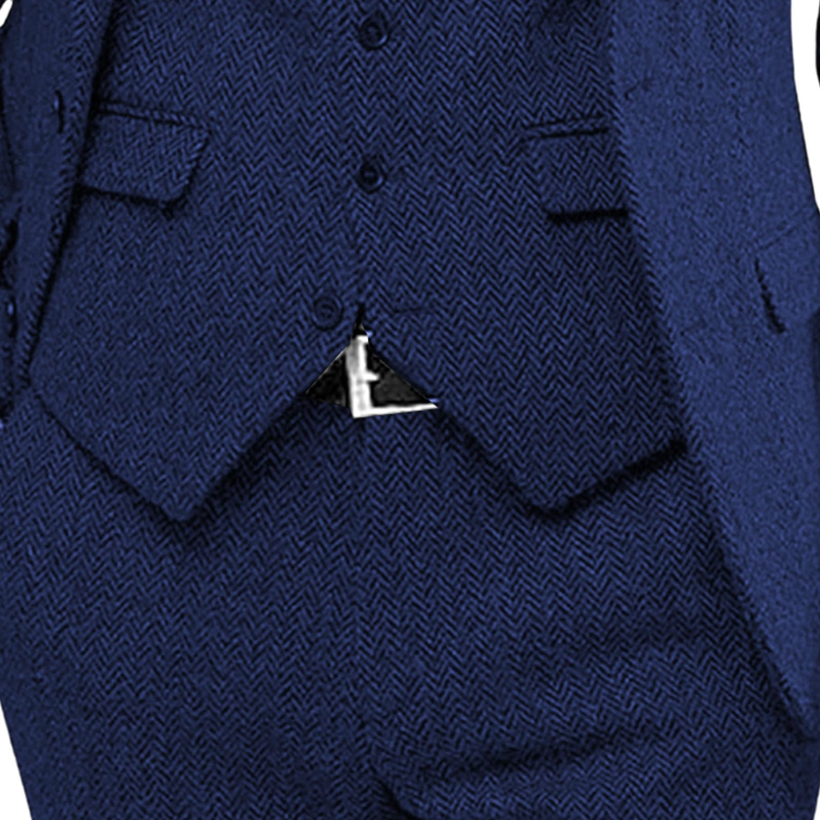 Costume de mariage 3 pièces en tweed à chevrons pour homme