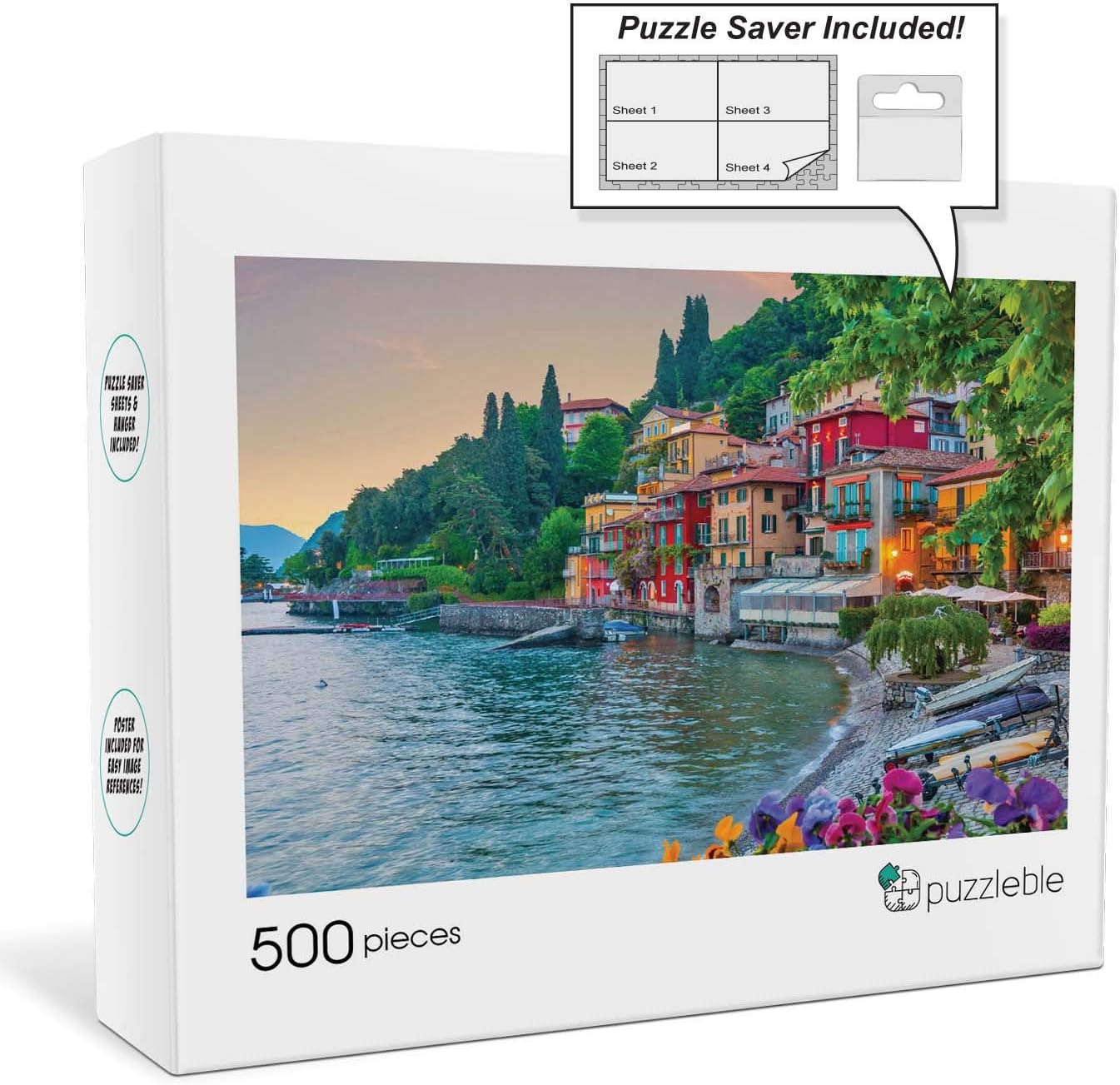 Lake Como Jigsaw Puzzle 500 Pieces, Puzzle Saver Sheets and Hanger Included! Italy Puzzle for Adults and Teens! Perfect for Family or Date Night! Great Housewarming Gift Idea!