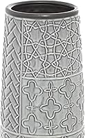 Vista 4 de Deco 79 Ceramic Decorative Vase Slim Engraved Patterned Centerpiece Vase, Flower Vase for Home Decoration 7" x 7" x 22", Gray