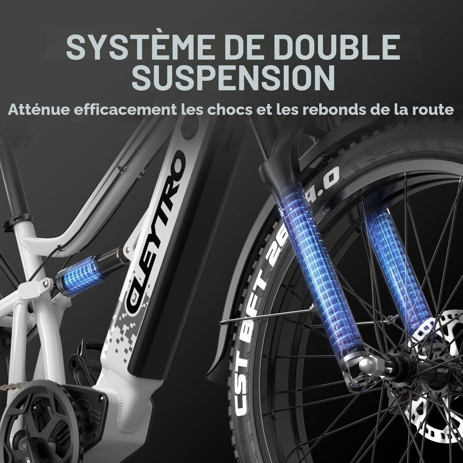 tifgalop Vélo électrique Adulte, vélo électrique Tout-Terrain de 26 Pouces, Double amortisseurs, 7 Vitesses, Batterie au Lithium 48V 18Ah, autonomie de croisière jusqu'à 40-90Km