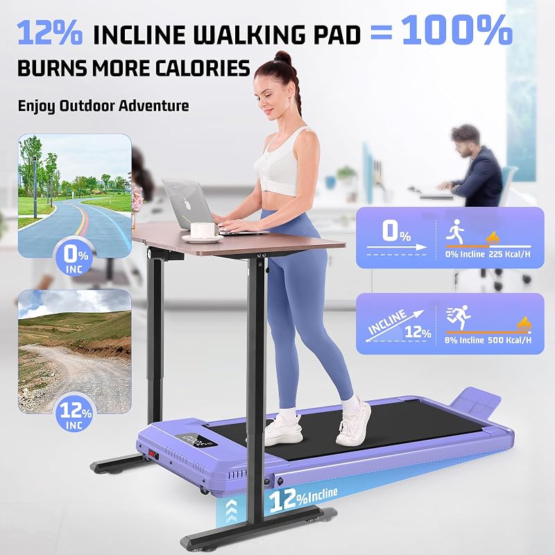 FUNMILY Upgrade Walking Pad Folding Treadmill with 12%/15% Incline & Handle Bar, 3.5HP Foldable Under Desk Compact Treadmills for Home/Office/Gym, 400+lb Capacity, Shock Absorption image 2