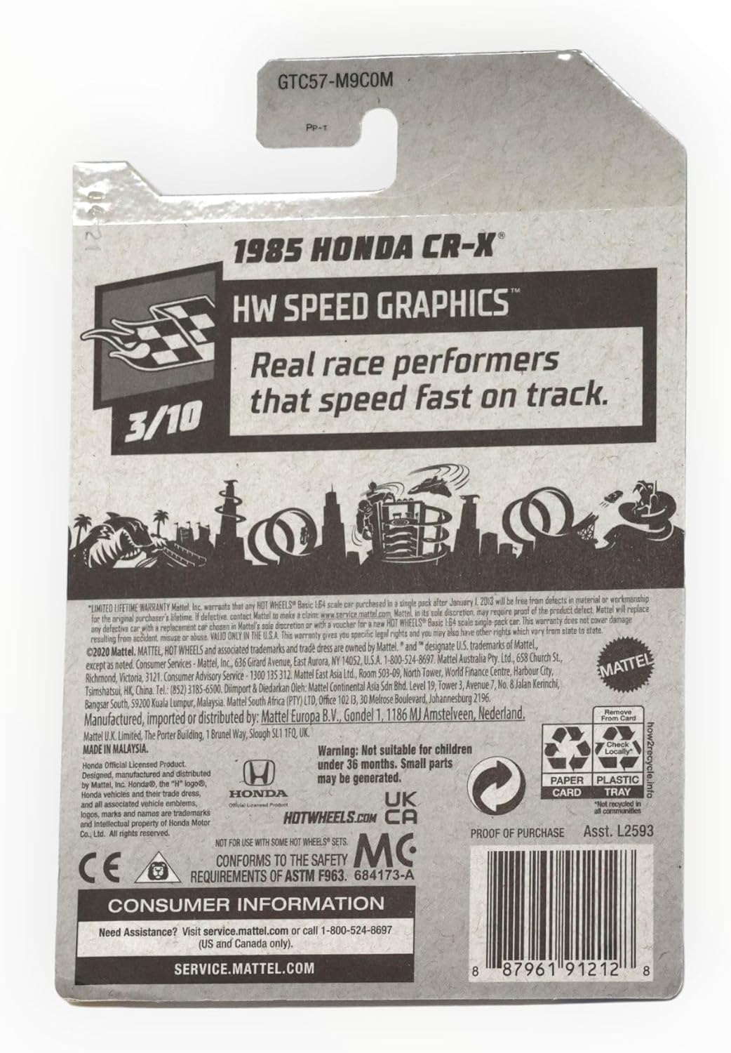 Hot Wheels 1985 Honda CR-X, Speed Graphics 3/10 - Honda