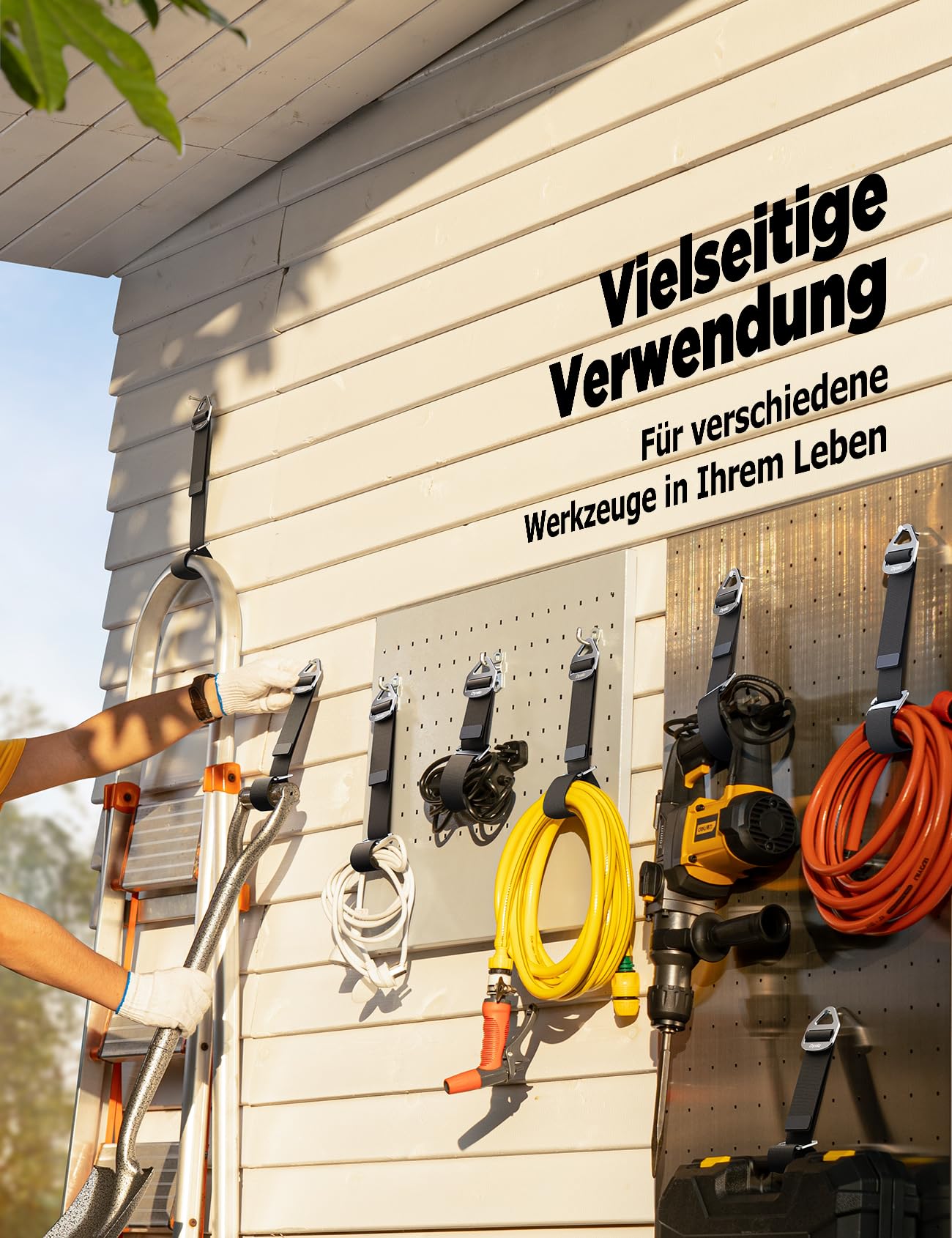 4er-Pack [Einhandbedienung/Schwerkraftspannung] Verlängerungskabel-Organizer, Verstellbarer Schlauch, Seil, Kabel Organisation und Aufbewahrung für Garage, Werkstatt, Wohnmobil, Geschenkset für Männer