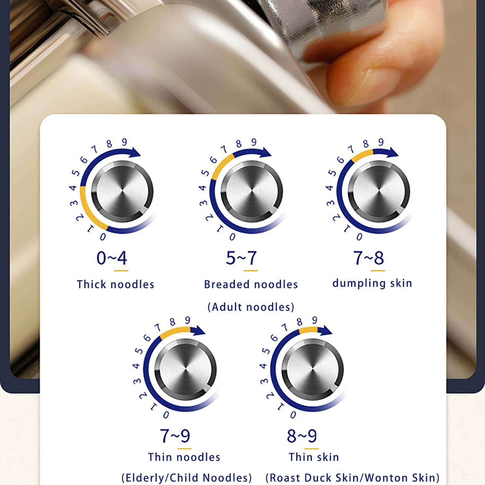 Máquina para Hacer Pasta Multifuncional para el hogar Máquina de prensado de Fideos de Acero Inoxidable 9 Ajustes de Espesor Ajustables Espaguetis con Bolas de Masa h
