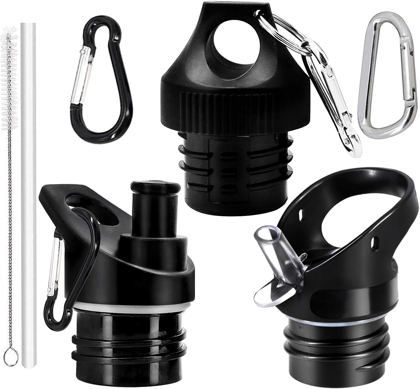 3pc Straw Lid for Hydro Flask Water Bottle Replacment Lids For Hydro Flask 18 21 24 oz Simple Modern Ascent, Takeya, Thermoflask Standard Mouth Bottle-3 Sports Lids With Straw