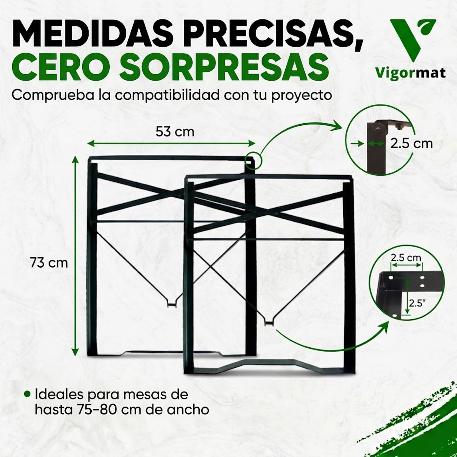 Set Gambe Pieghevoli per Tavolo e Panca in Metallo, Kit Fissaggio Incluso - Set Gambe per Panche Pieghevoli 43x23 cm e Gambe Tavolo 73x53 cm da Esterno, Birreria, Giardino (2+2 Gambe + 2 Kit)